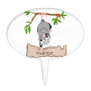 Opossum with sign cake topper