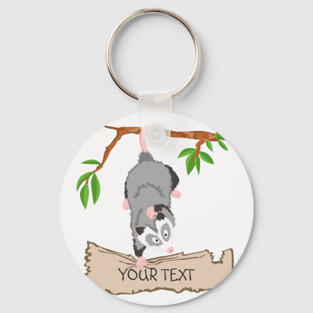 Opossum with sign keychain (Front)