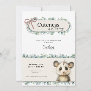 Opossum Woodland Baby Shower Invitation