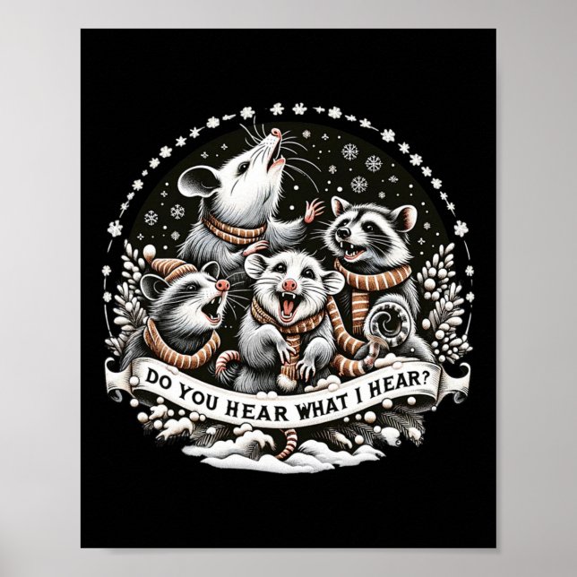 Opossum Xmas Christmas Christmas Xmas Pajamas  Poster (Front)
