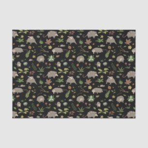 Opossums in a Berry Field in Black Tissue Paper