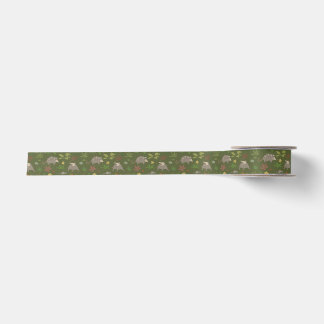 Opossums in a Berry Field in Green Satin Ribbon