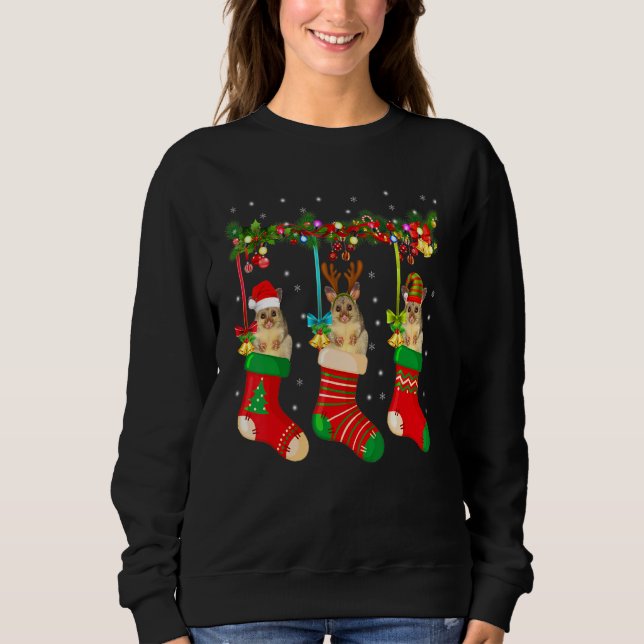 Opossums In Xmas Socks Christmas Santa Elf Reindee Sweatshirt (Front)