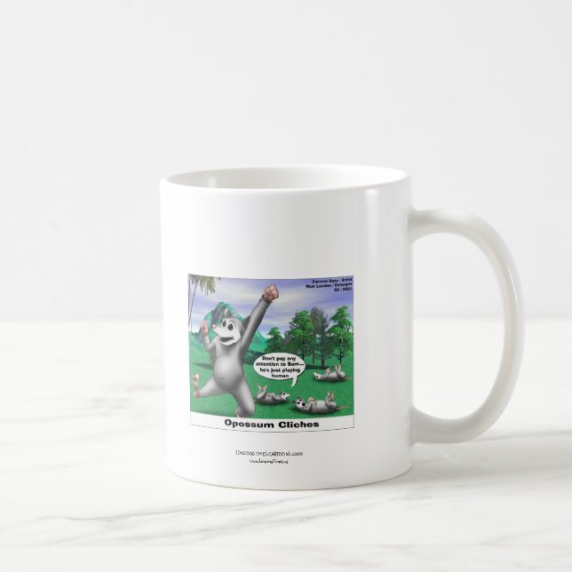 OPossums Playing Dead Cartoon Funny Coffee Mug (Right)