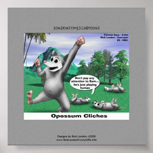 OPossums Playing Dead Funny Canvas Print