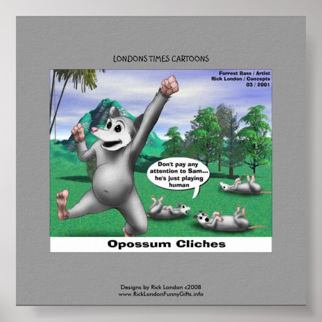 OPossums Playing Dead Funny Canvas Print (Front)