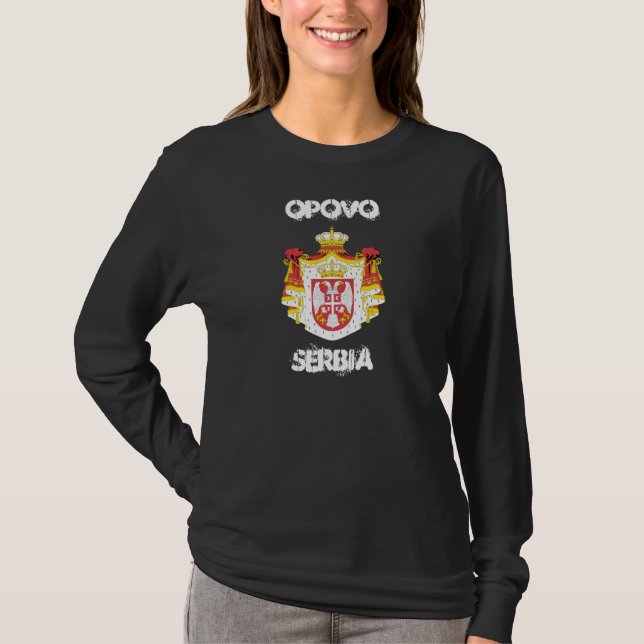 Opovo, Serbia with coat of arms T-Shirt (Front)
