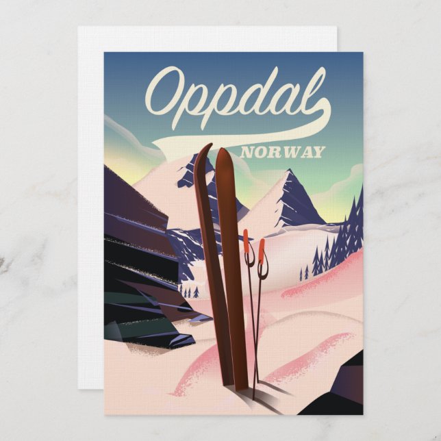 Oppdal norway ski poster. invitation (Front/Back)
