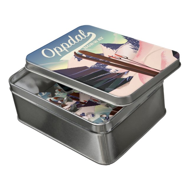 Oppdal norway ski poster. jigsaw puzzle (Lid Open)