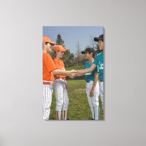 Opponents shaking hands canvas print