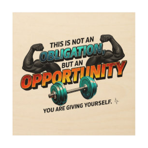 Opportunity Not Obligation Gym Quote Wood Wall Art