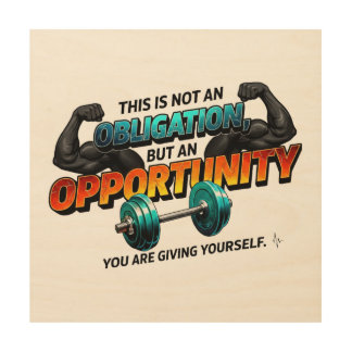 Opportunity Not Obligation Gym Quote Wood Wall Art