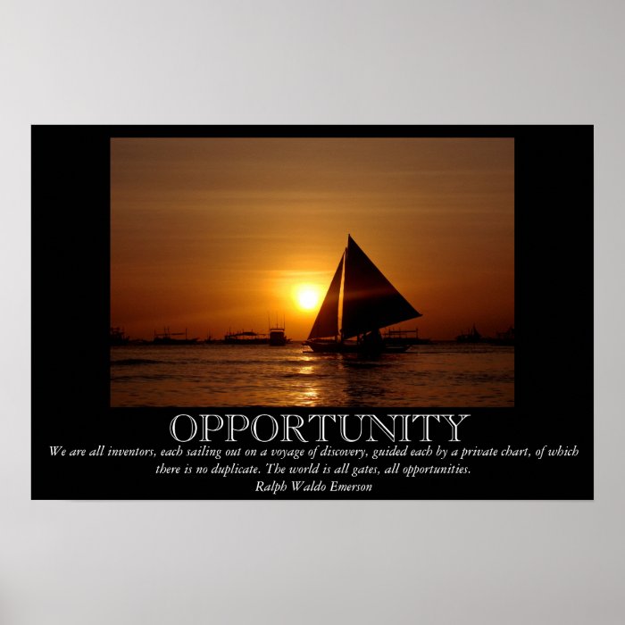 Opportunity Sunset Sailboat Motivational Poster