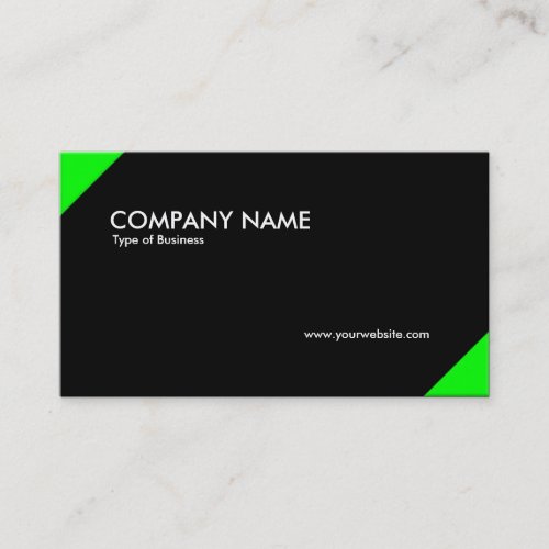Opposing Corners _ Bright Green and Black Business Card