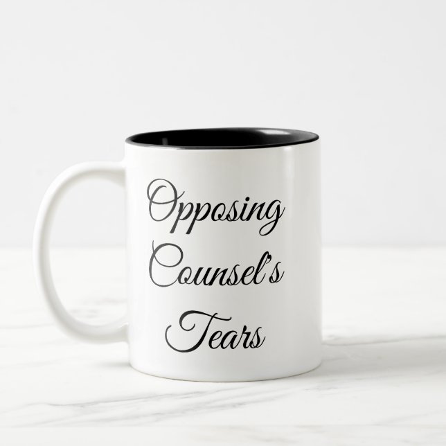 Opposing the lawyer's gift with the lawyer's funny Two-Tone coffee mug (Left)