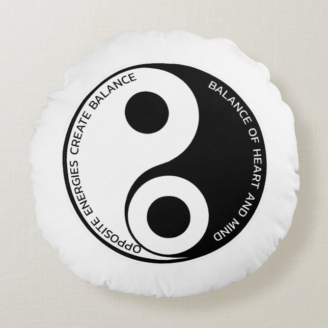 Opposite Energies, Create Balance Yin Yang Round Pillow (Front)