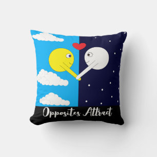 Opposites Attract - Sun & Moon in Love: Throw Pillow
