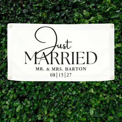 Opposites Just Married Car Banner