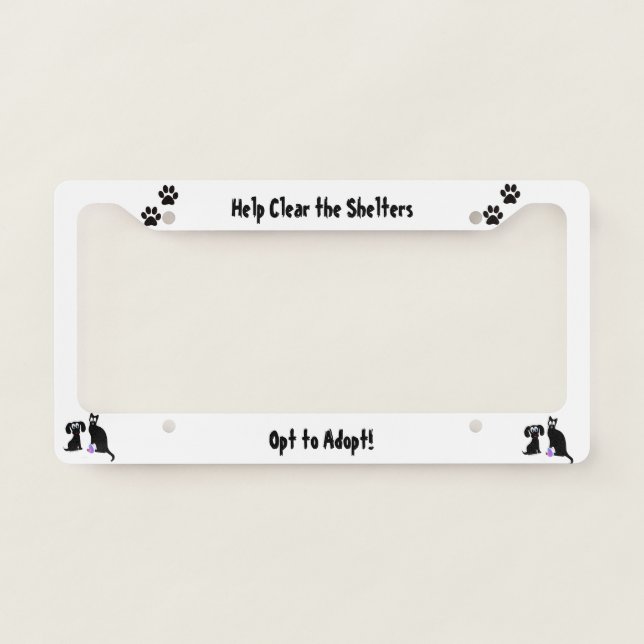 Opt to Adopt License Plate Frame (Front)