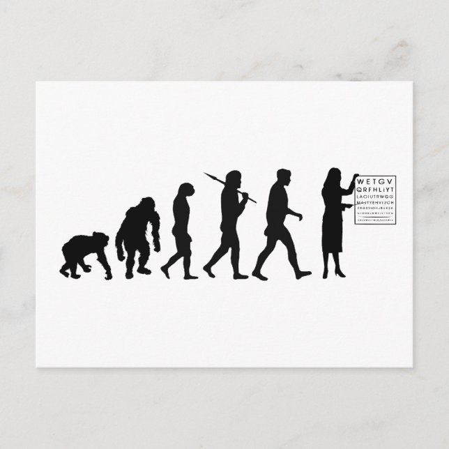 Optemetrist Optical Eye Doctor Evolution Eye Chart Postcard (Front)