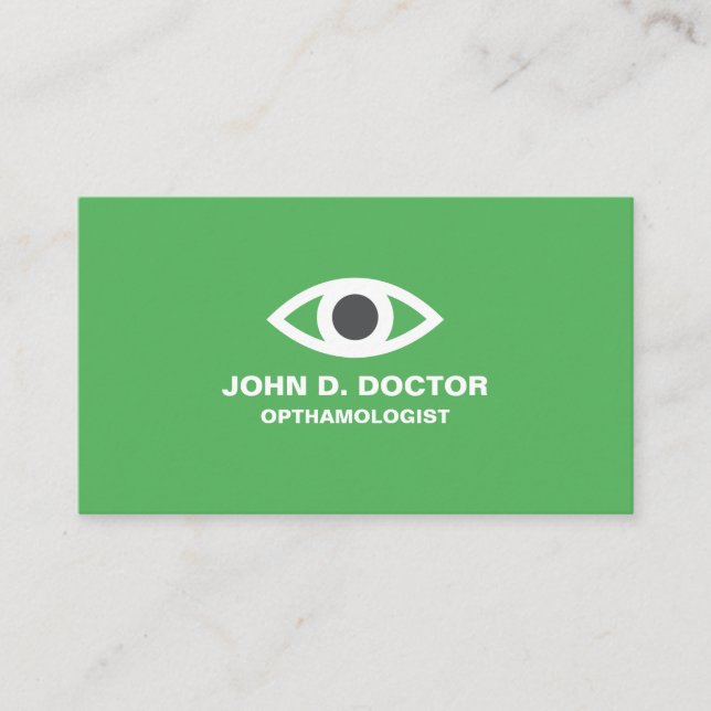 Opthamologist or optometrist green business card (Front)