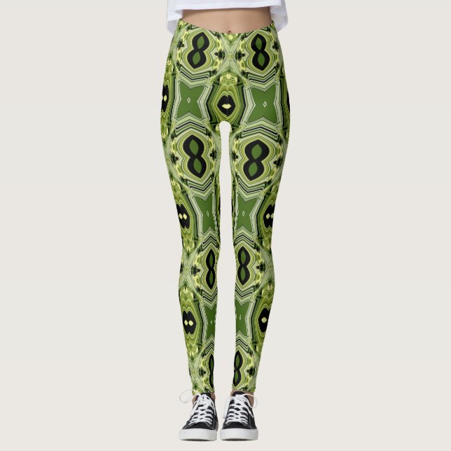 Optic Burst Green Mirage Leggings (Front)