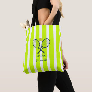 Optic Yellow and Neon Green Preppy Tennis Tote Bag