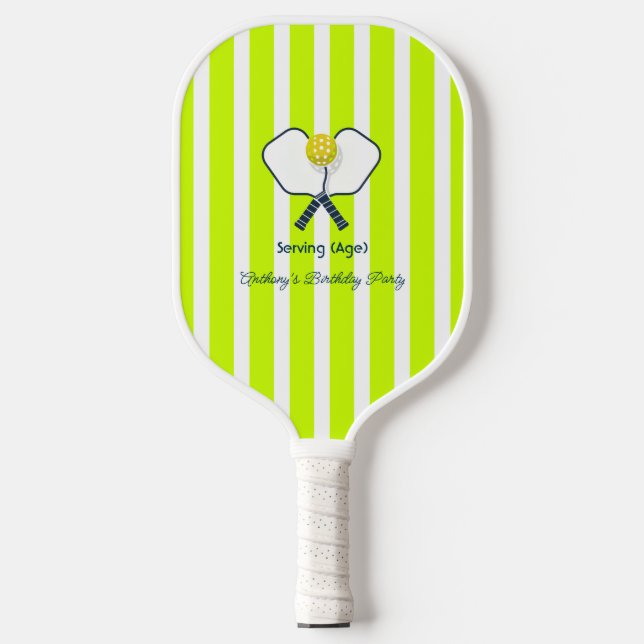 Optic Yellow & Neon Green Pickleball Birthday Paddle (Front)