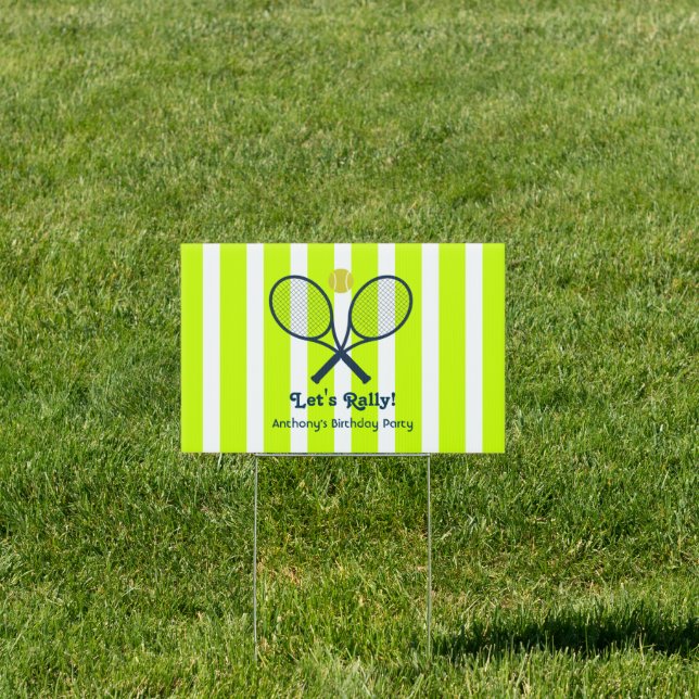 Optic Yellow & Neon Green Tennis Birthday Welcome Sign (Insitu)