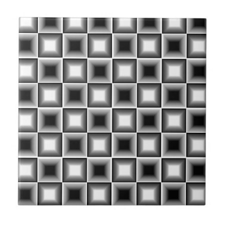 Optical 3d Chessboard Illusion Black White Grey Ceramic Tile