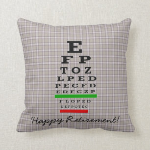 Optical Chart Retirement Brown Throw Pillow
