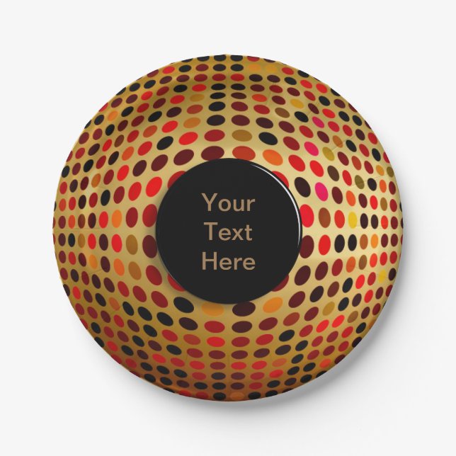 Optical Dotty Illusion Custom Text Paper Plates (Front)