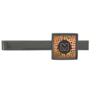 Optical Dotty Illusion Monogram Gunmetal Finish Tie Bar