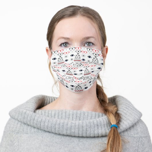 Optical Eye Chart Ophthalmologist Optician Pattern Adult Cloth Face Mask (Worn)