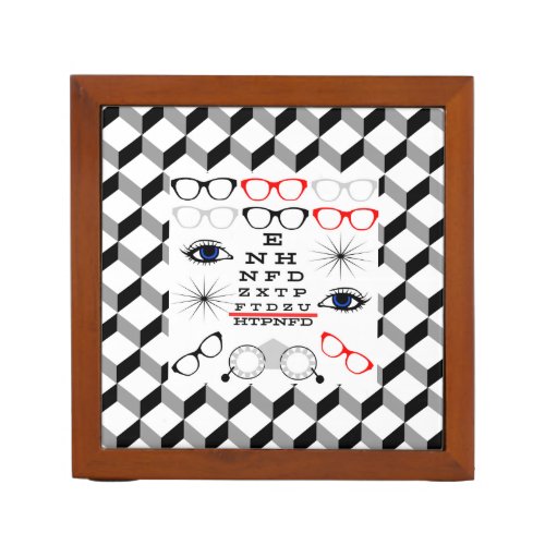 Optical Eye Chart Ophthalmologist Optician Pattern Desk Organizer