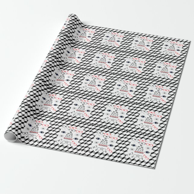 Optical Eye Chart Ophthalmologist Optician Pattern Wrapping Paper (Unrolled)