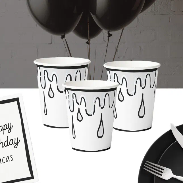 Optical Illusion 2D Comic Birthday Party Paper Cups | Zazzle