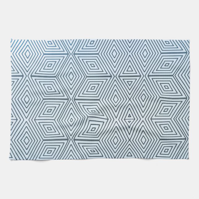 Optical Illusion 3D Squares Diamonds dish Kitchen Towel (Horizontal)