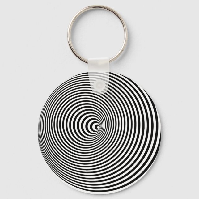 Optical illusion 3D white Optical 3 D Circle Keychain (Front)