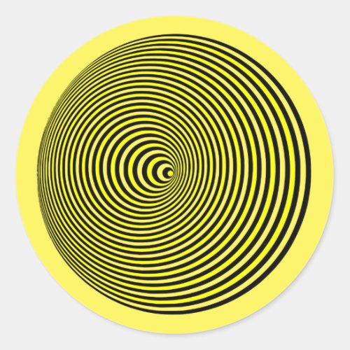 Optical illusion 3D Yellow Vibrate Circle Classic Round Sticker