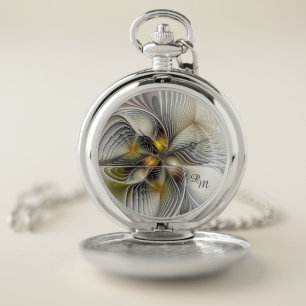 Optical Illusion Abstract 3D Fractal Depth Custom Pocket Watch