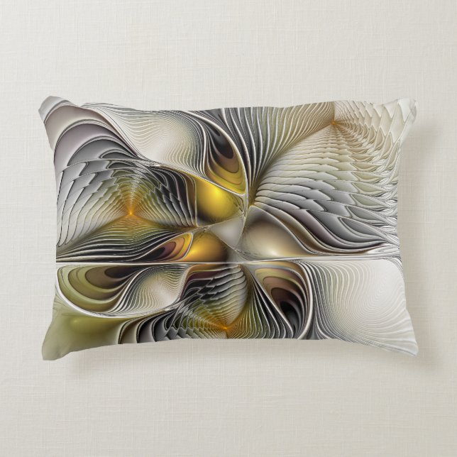 Optical Illusion Abstract 3D Fractal With Depth Accent Pillow (Front)