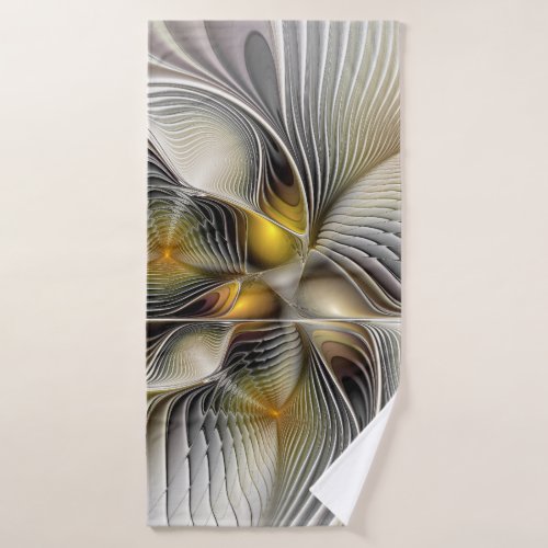 Optical Illusion Abstract 3D Fractal With Depth Bath Towel