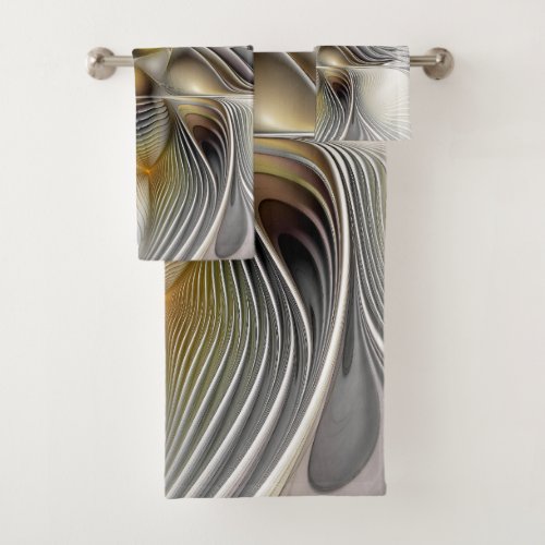 Optical Illusion Abstract 3D Fractal With Depth Bath Towel Set