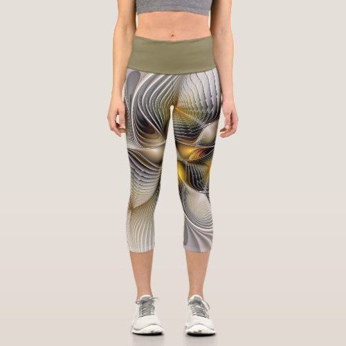 Optical Illusion Abstract 3D Fractal With Depth Capri Leggings