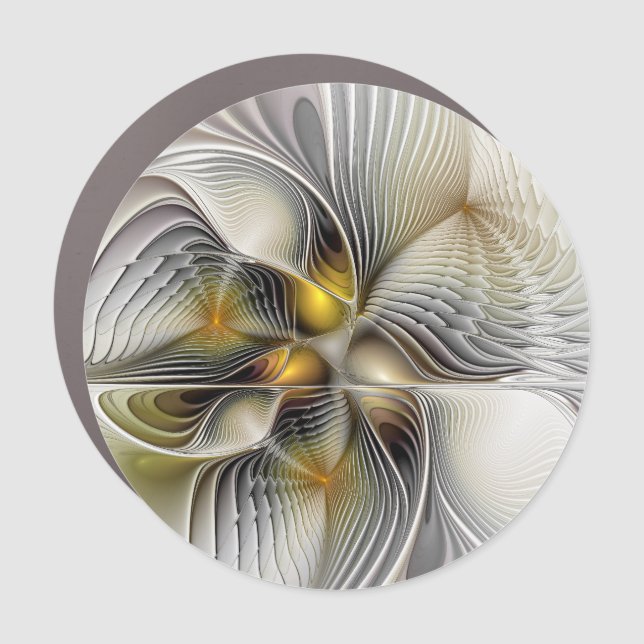 Optical Illusion Abstract 3D Fractal With Depth Car Magnet (Front)