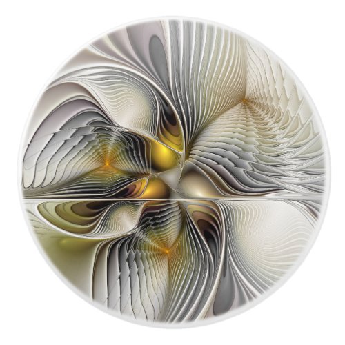 Optical Illusion Abstract 3D Fractal With Depth Ceramic Knob