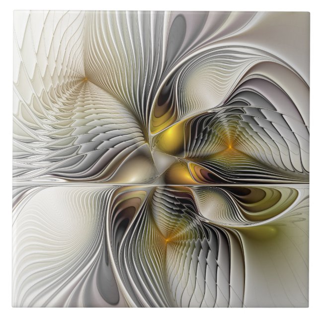 Optical Illusion Abstract 3D Fractal With Depth Ceramic Tile (Front)