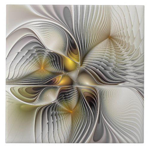 Optical Illusion Abstract 3D Fractal With Depth Ceramic Tile