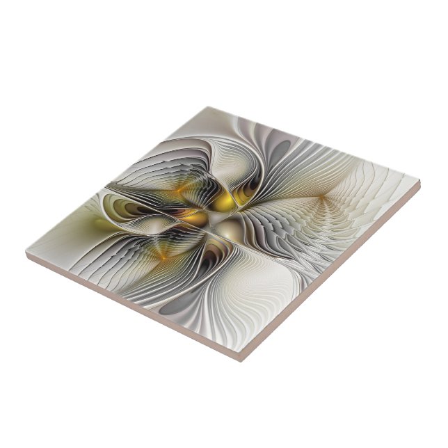Optical Illusion Abstract 3D Fractal With Depth Ceramic Tile (Side)
